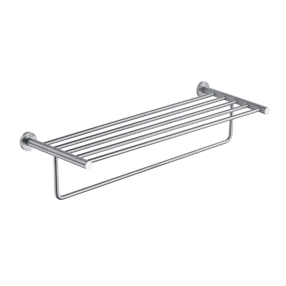 Product Cut out image of the JTP Inox Brushed Stainless Steel Towel Shelf with Bar